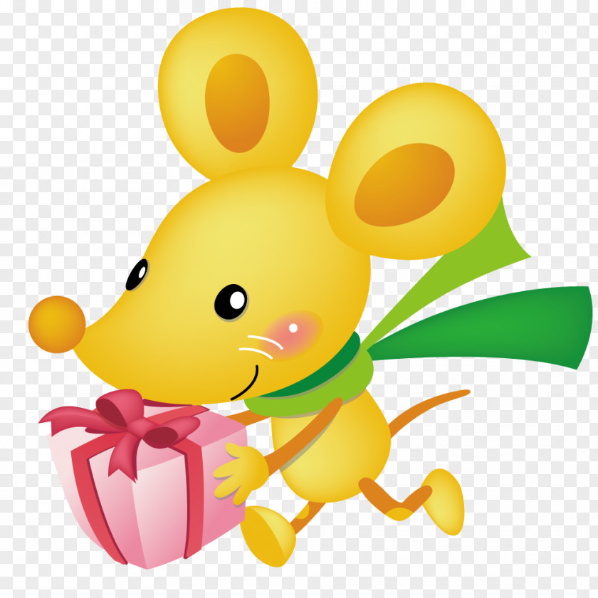 Mouse Holding A Gift Brown Rat Clip Art PNG