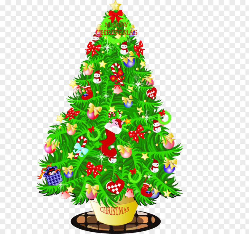 Green Christmas Tree Santa Claus Gift PNG