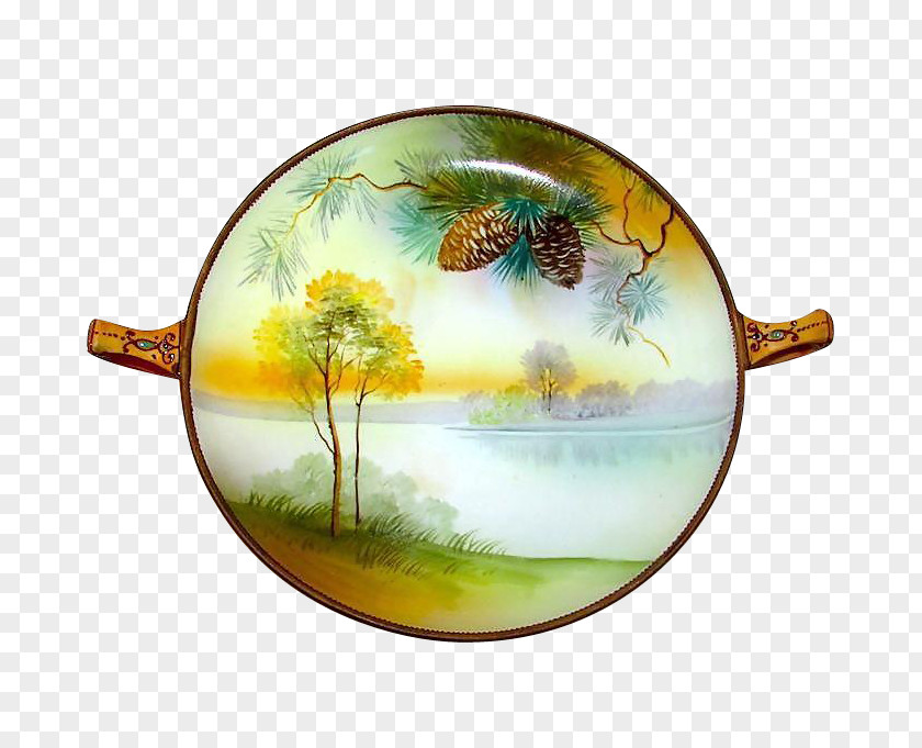 Hand-painted Architecture Tableware Plate PNG