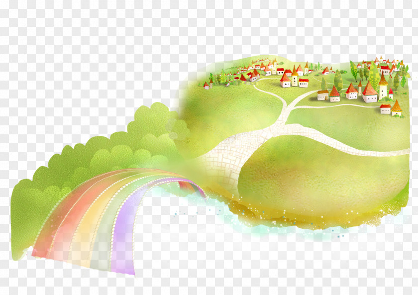 Road Painted Cartoon Houses Graphic Design PNG