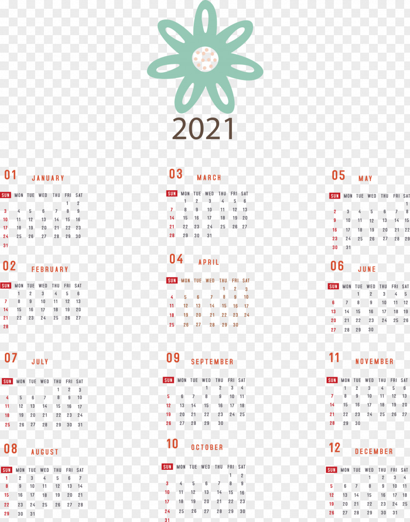 Printable 2021 Yearly Calendar PNG