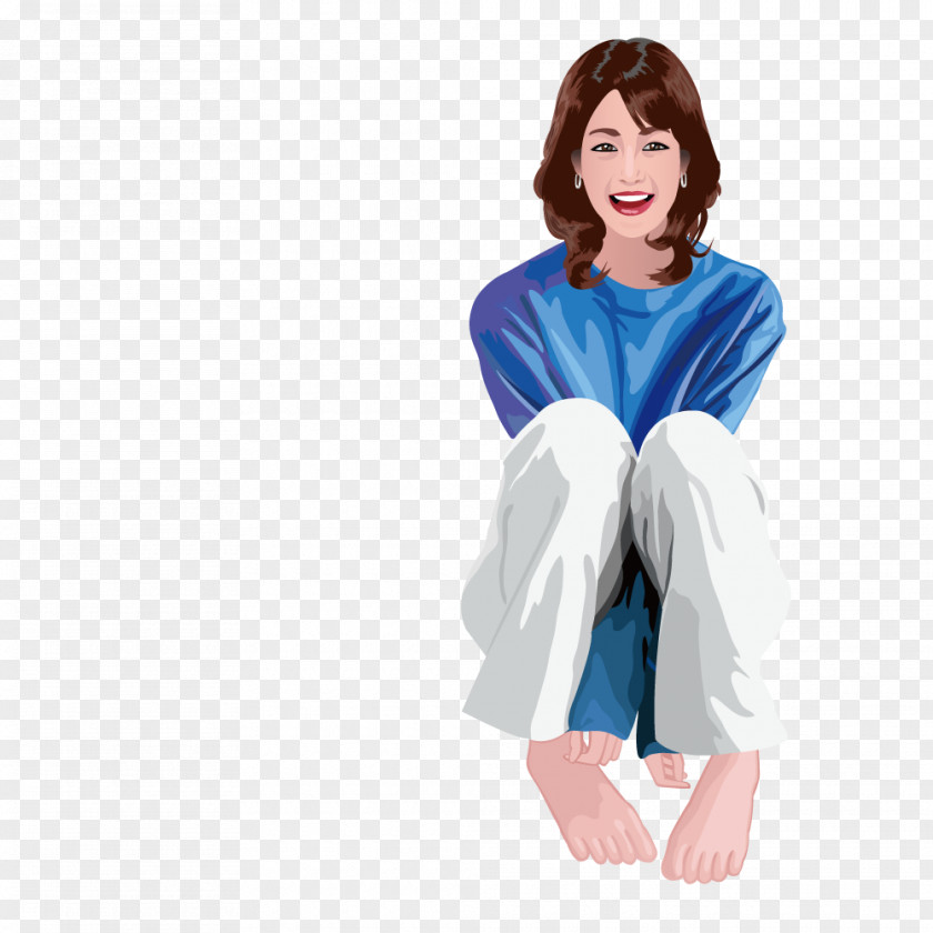 Woman Sitting On The Ground Illustration PNG