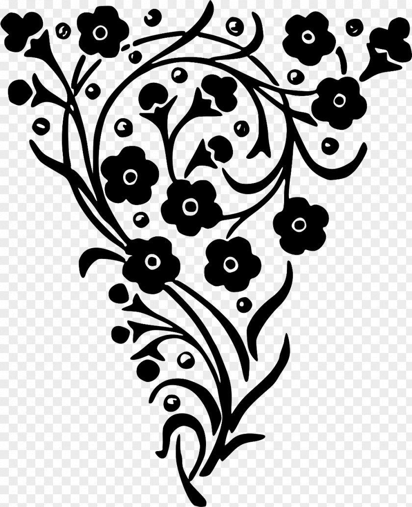 Style Line Art Black And White Flower PNG