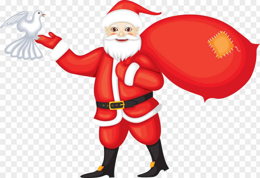 The Santa Claus Carries Bag And Dove Rudolph Mrs. Reindeer Gift PNG