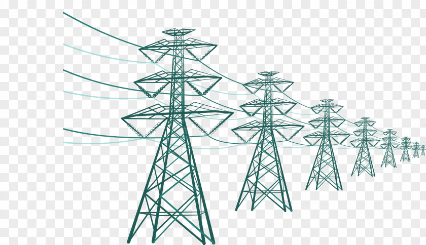 Substation Wires Electricity Transmission Tower High Voltage Utility Pole PNG