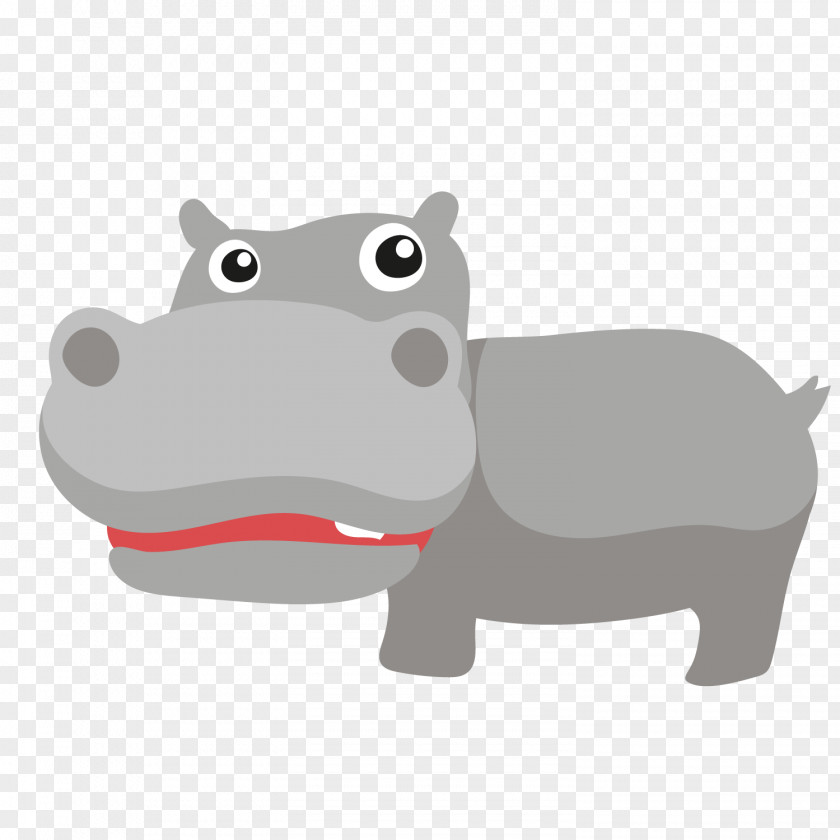 Vector Gray Hippo Hippopotamus Cartoon PNG