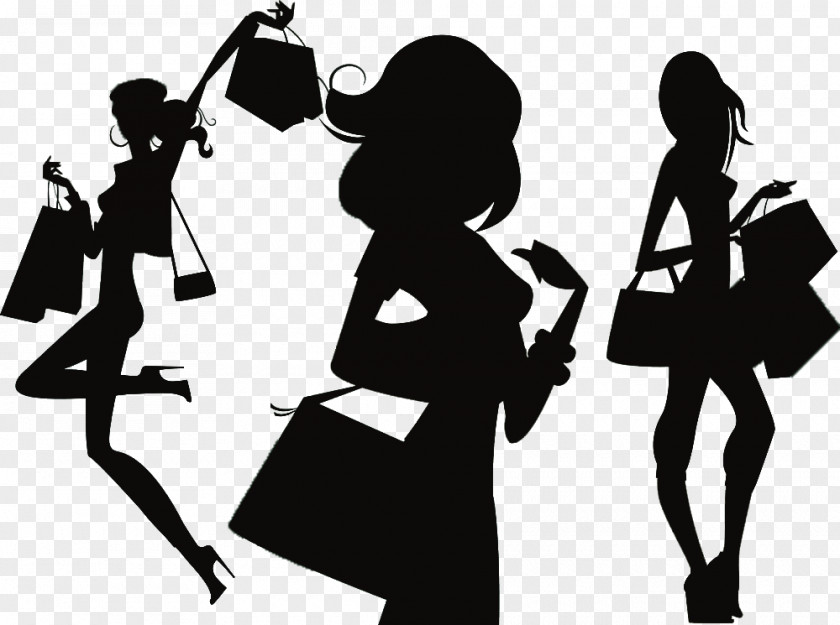 Fashion Girl PNG , Cartoon decorative silhouettes black woman clipart PNG