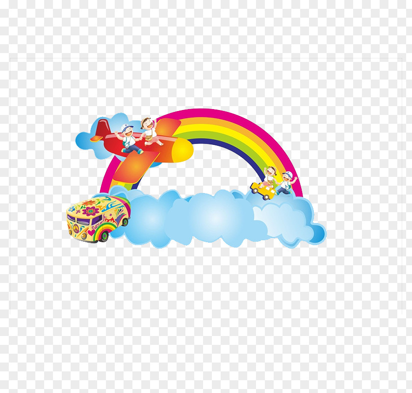 Rainbow Airplane Cartoon PNG