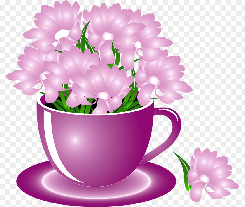 Flowers Cup Month Happiness Blessing Wish Idea PNG