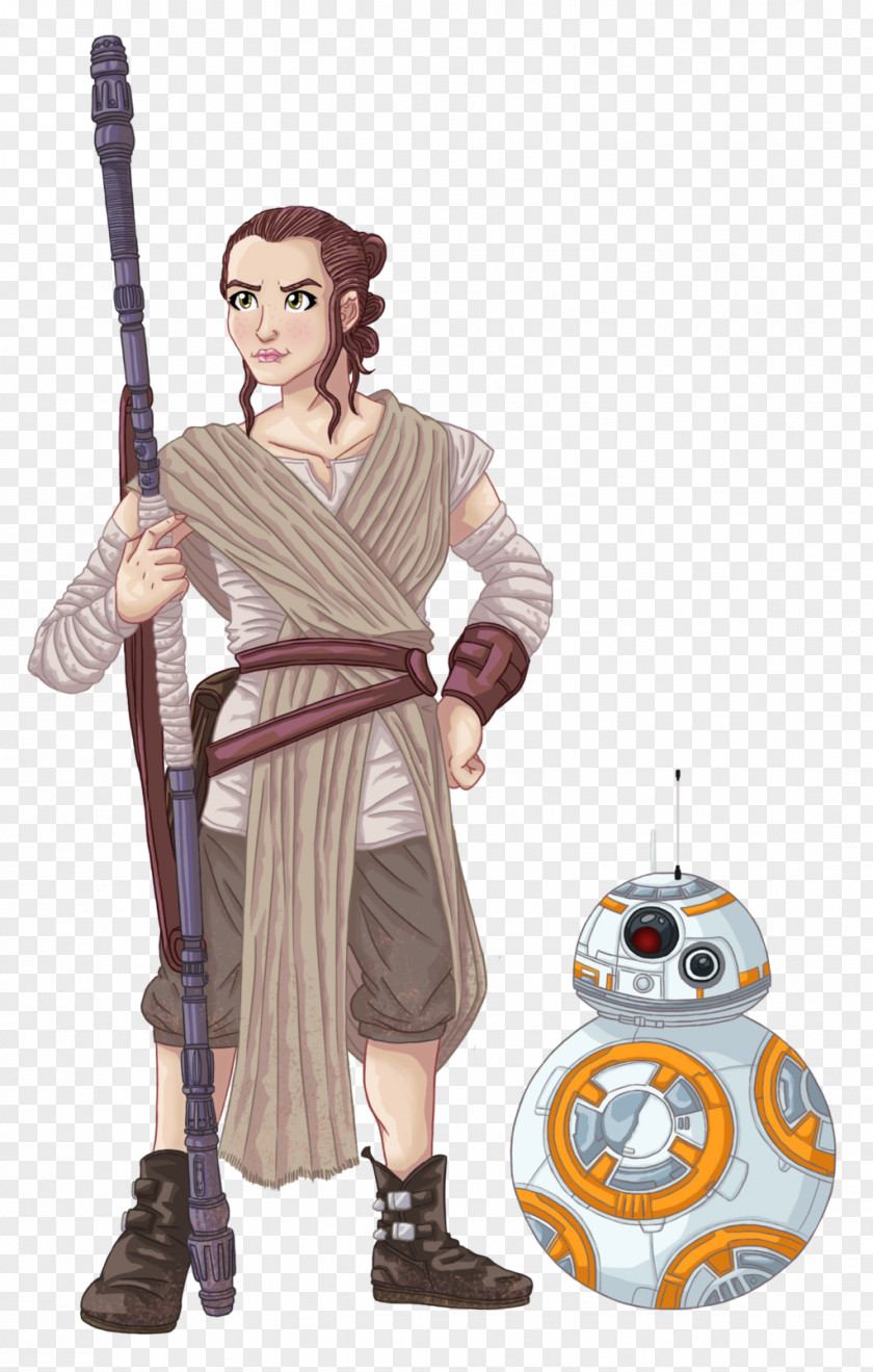 Star Wars Episode 7 Rey Costume Design Figurine Animated Cartoon PNG