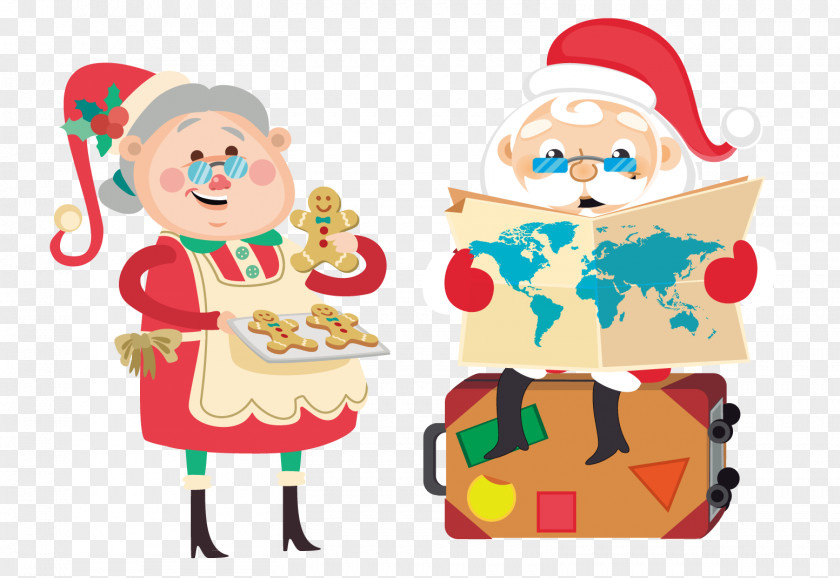 Santa Claus And Christmas Grandma Map PNG