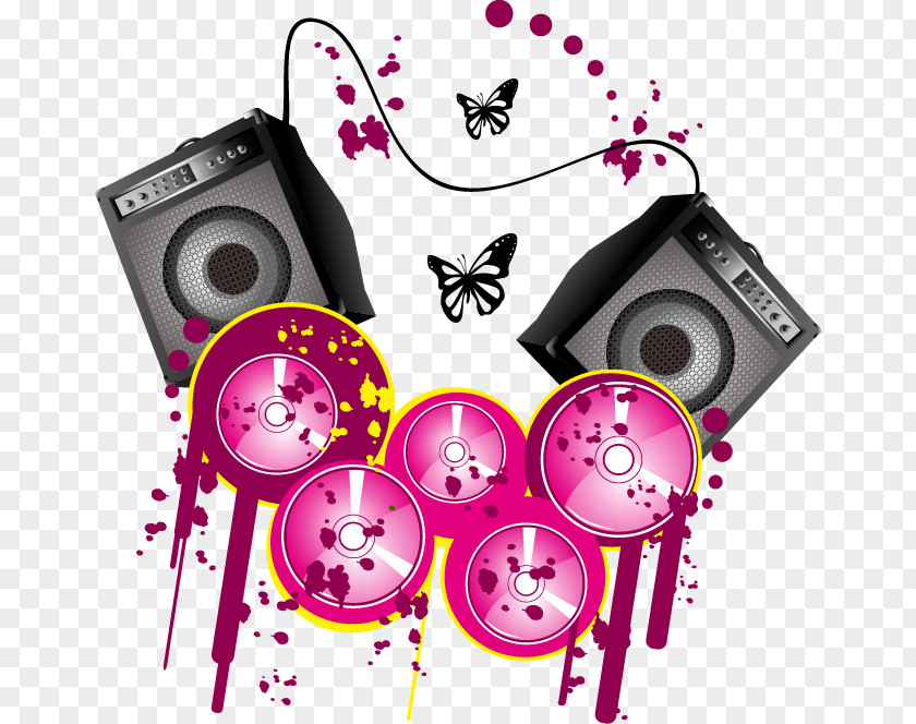 Hand-painted Drums Sound Pattern Graphic Design Headphones PNG