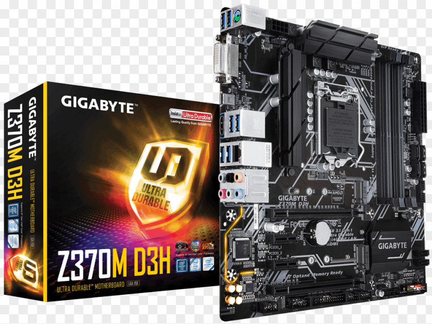 Intel Mainboard Gigabyte Z370M D3H PC Base 1151v2 Form Factor M LGA 1151 Motherboard MicroATX PNG