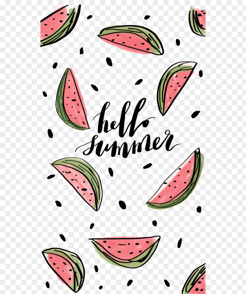 Hello Watermelon Summer Wallpaper PNG