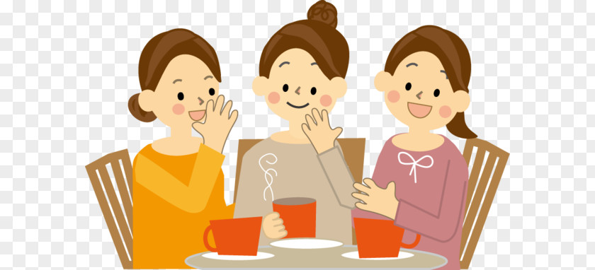Three Women Gathering Coffee Tea Cartoon PNG