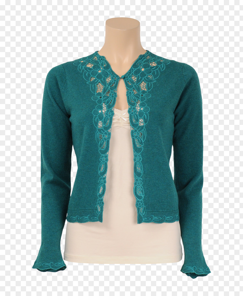 Kofta Cardigan Neck Blouse Sleeve Turquoise PNG