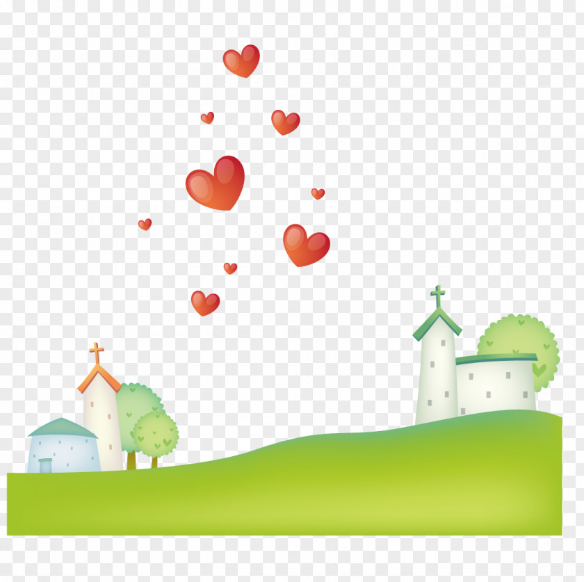Loving Christian Church Cartoon Green Flower Illustration PNG