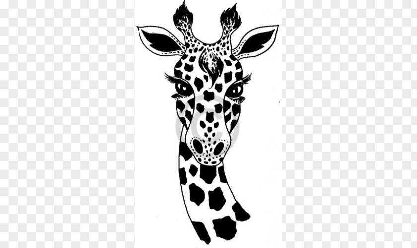 Elephant Motif Giraffe Drawing Black And White Art PNG