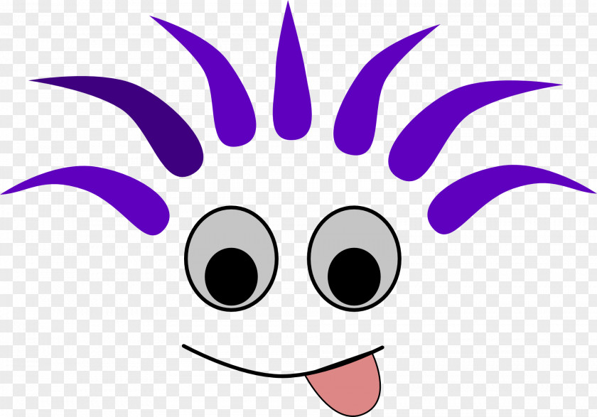 Purple Hair Monster Cartoon Smiley Drawing Clip Art PNG