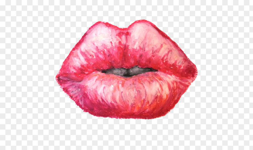 Oil Pastel Drawing Lip Watercolor Painting PNG