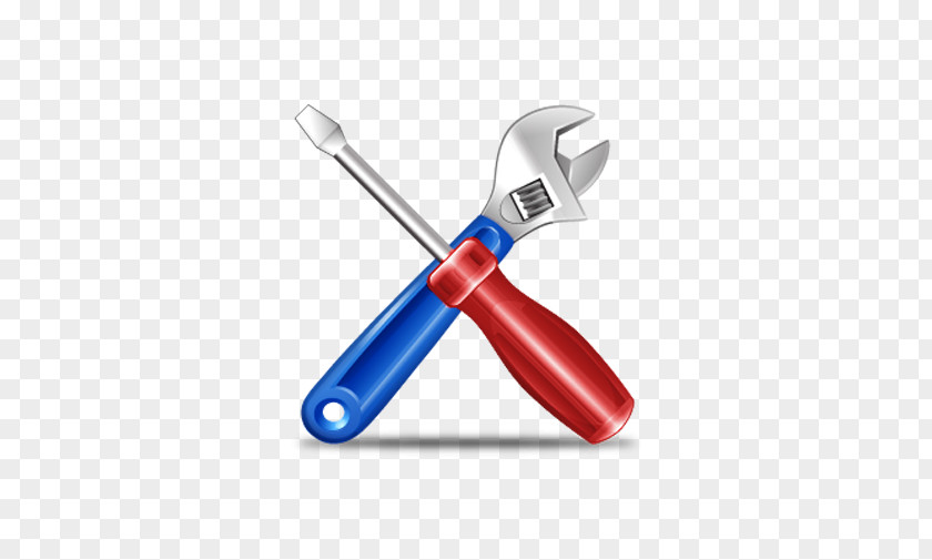 Screwdriver Wrench Blue Red Tool Tab Icon PNG