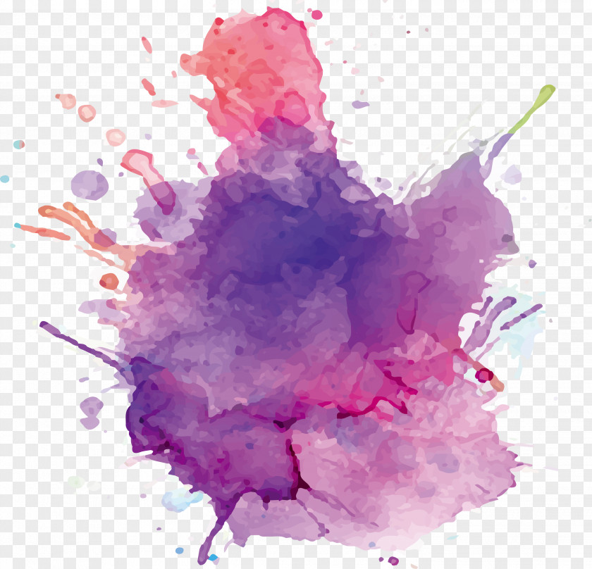 Purple Ink Watercolor Paper Painting PNG