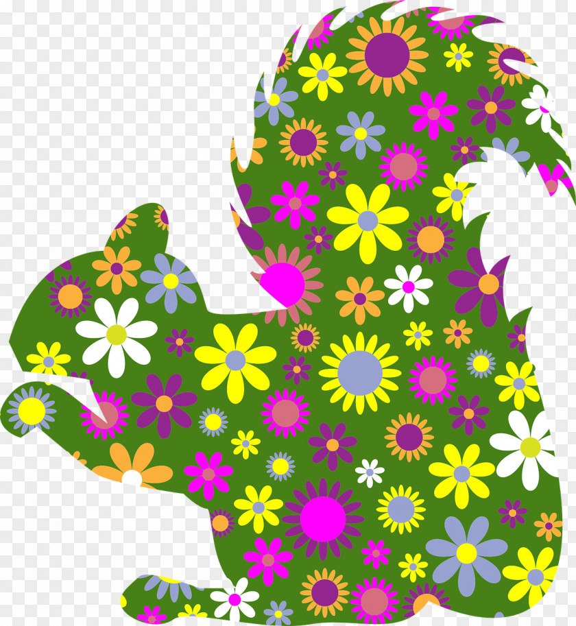 Squirrel Floral Design Flower Clip Art PNG