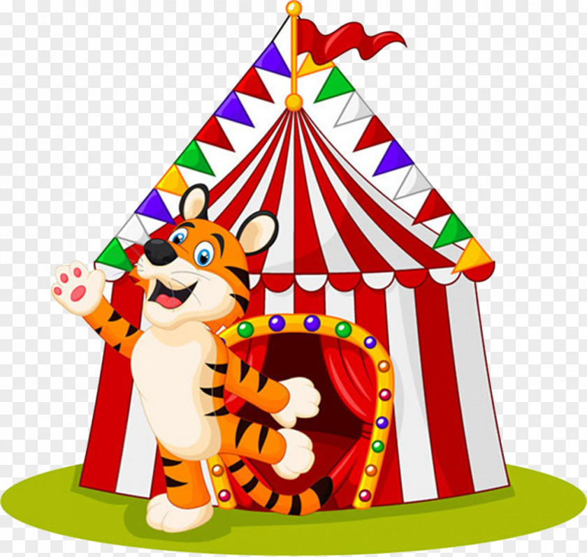Circus Cartoon Tiger Image Tent Illustration PNG