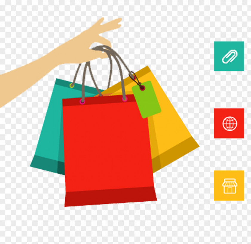 Colored Shopping Bags Online E-commerce Cart Bag PNG