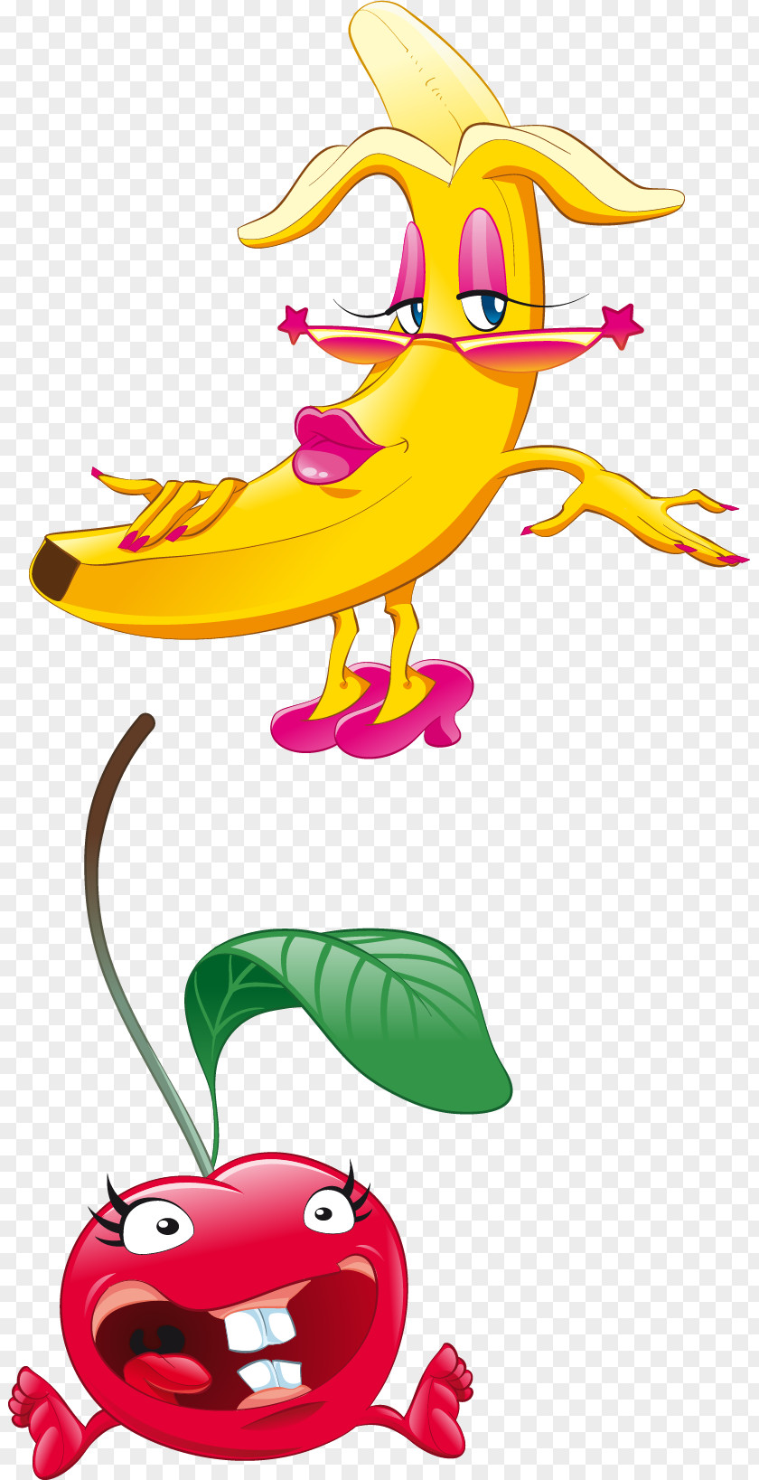 Creative Banana Cherry Vector Elements Clip Art PNG