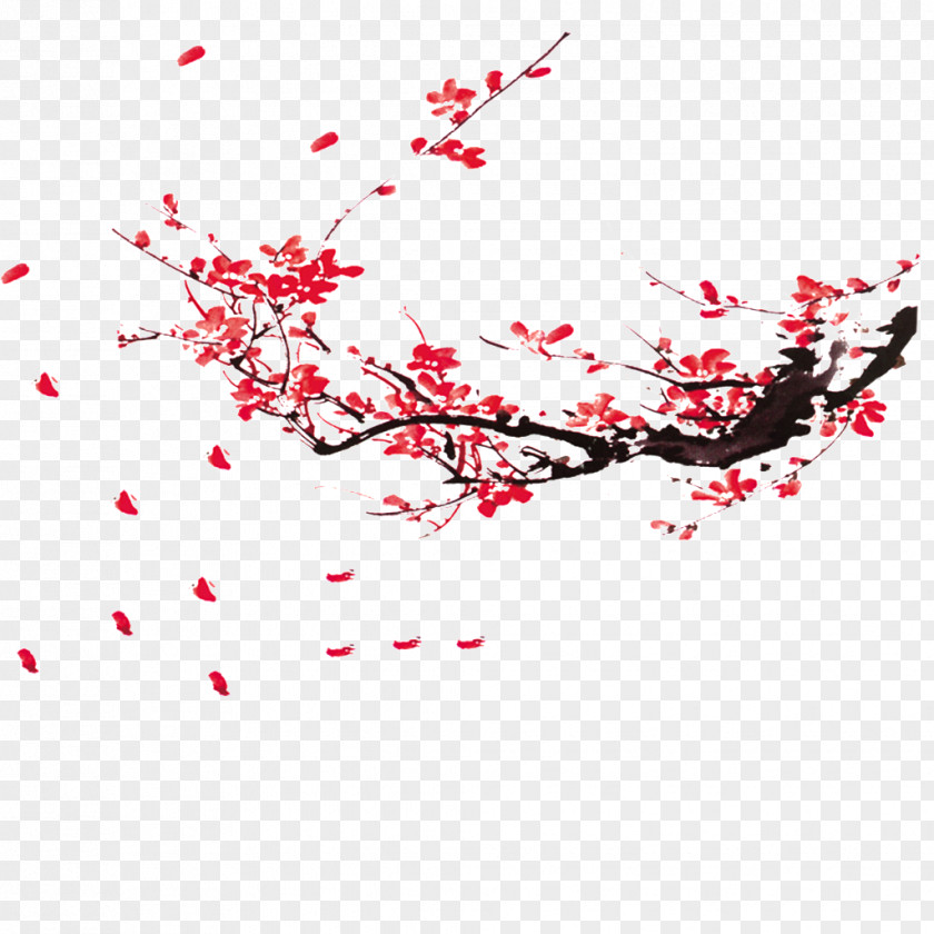 Red Plum Blossom Fundal Download PNG