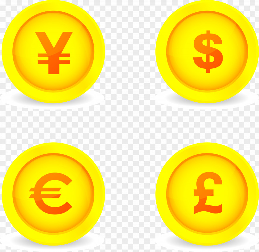 Button Symbols Gold Coin Japanese Yen Currency Symbol PNG