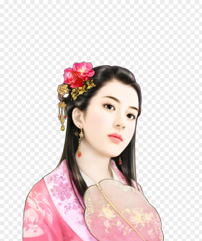 Chinese Ancient Woman Wind Drawing Female Painting Illustration PNG