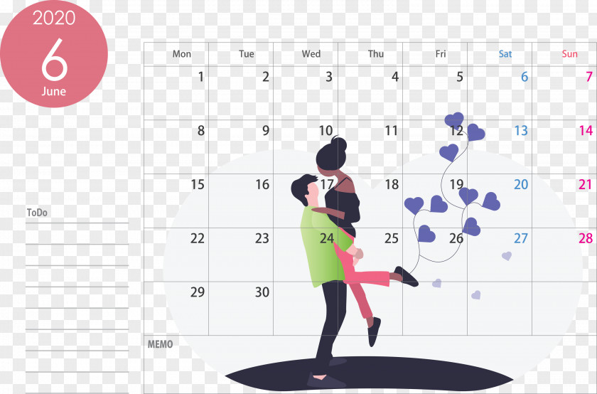 June 2020 Calendar PNG