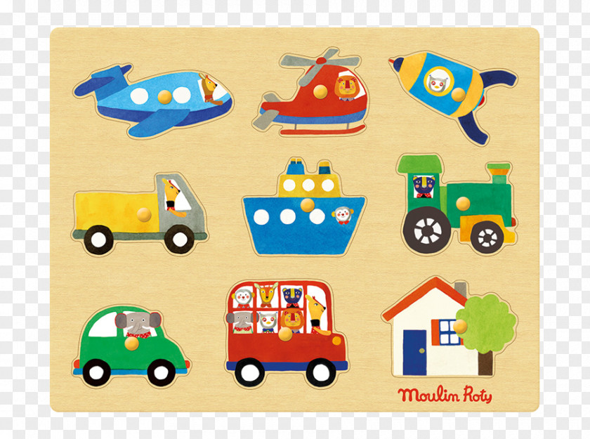 Car Transport Puzzle Moulin Roty PNG