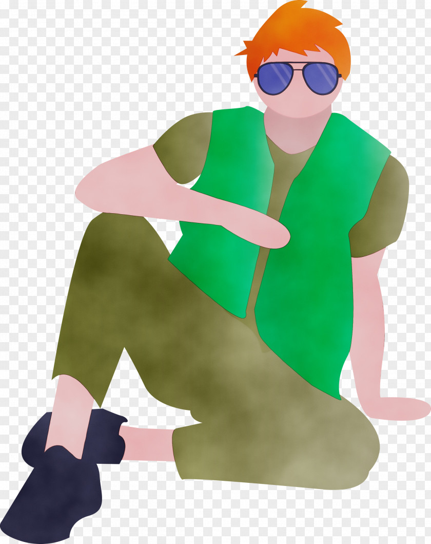 Green Cartoon Costume Animation Style PNG