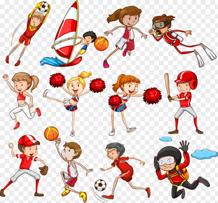 Vector Cartoon Cheerleaders Athletes Sport Child Clip Art PNG