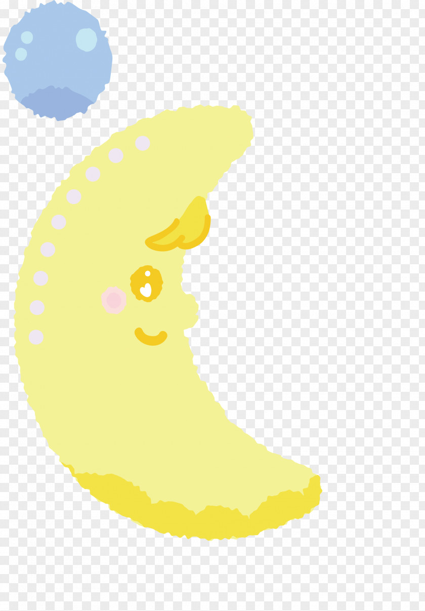 Yellow Cartoon Moon Illustration PNG