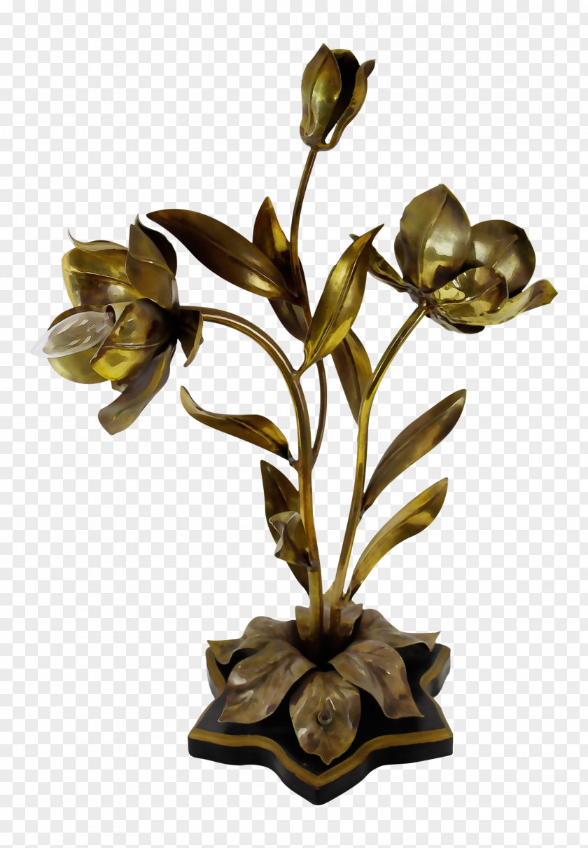 Flowering Plant Brass Bronze Vase PNG