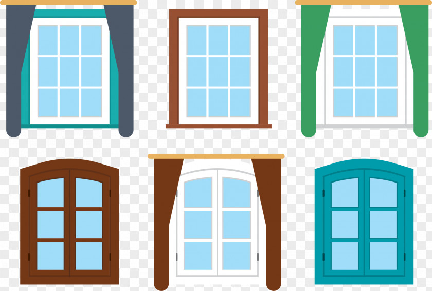 Vector House Windows Window Curtain PNG