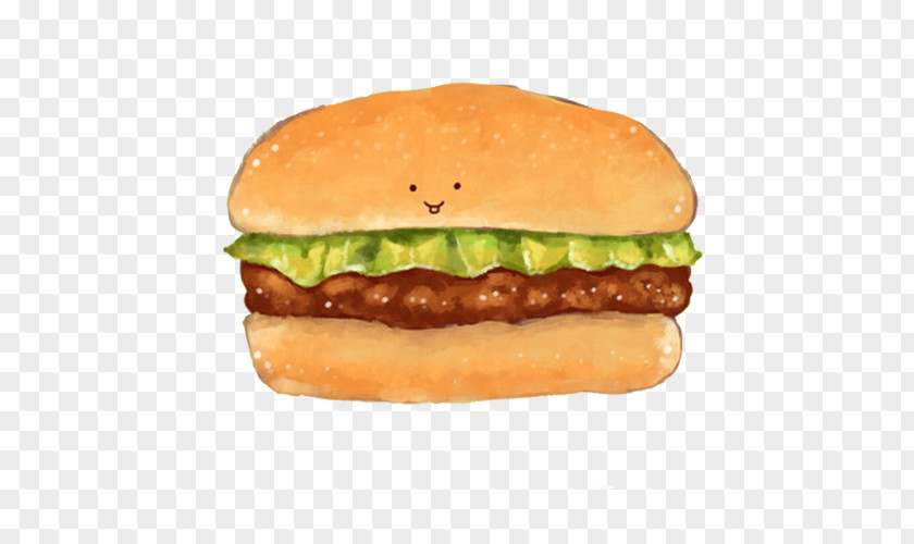 Beef Burger Hand Painting Material Picture Hamburger Cattle McDonalds Big Mac Lettuce PNG