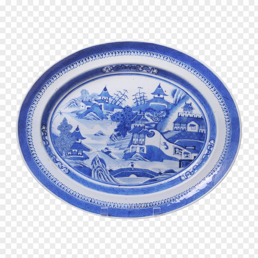 Plate DECASO Tableware Platter Blue And White Pottery Porcelain PNG