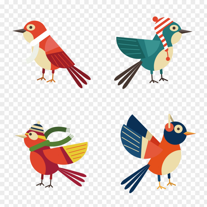 Cute Bird Winter Dress Up Euclidean Vector PNG