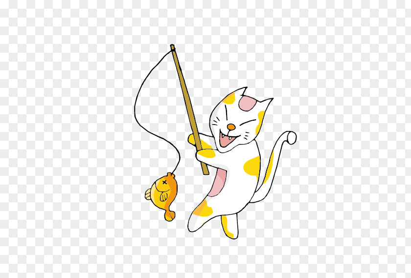 Kitten Cat Angling Cartoon Illustration PNG