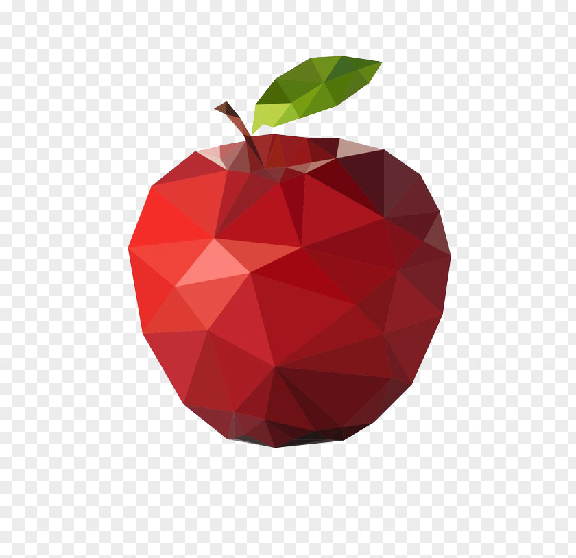 Apple Low Poly Illustrator PNG
