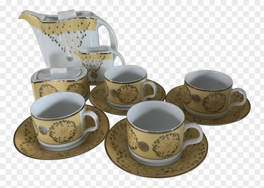Tea Set Coffee Cup Porcelain Saucer Mug Kettle PNG