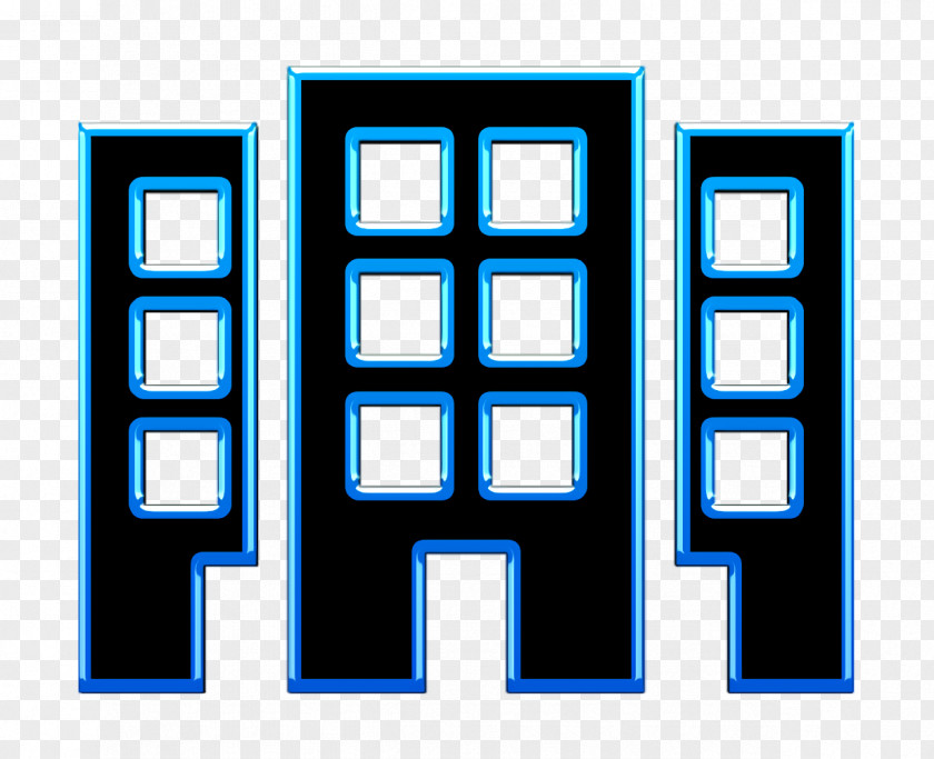 Electric Blue Rectangle Building Icon POI Buildings Three PNG