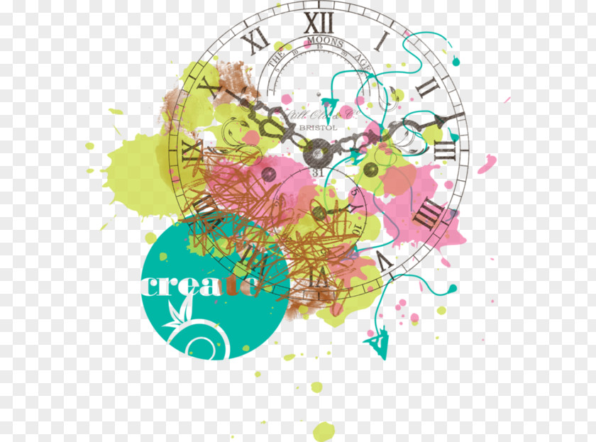 Clock Graffiti Illustration PNG
