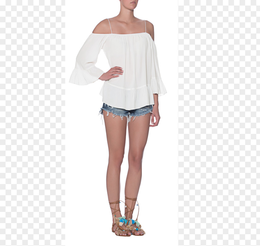 Buy Off White Sweater Sleeve Shoulder Blouse PNG