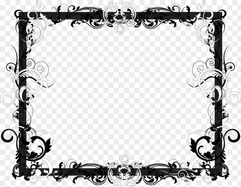 Black Frame Picture Frames And White Floral Design PNG